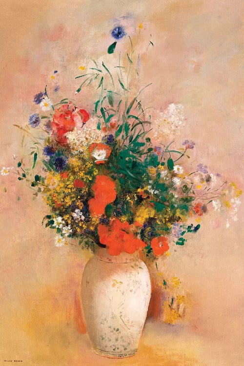 Vase Of Flowers (Pink Background)