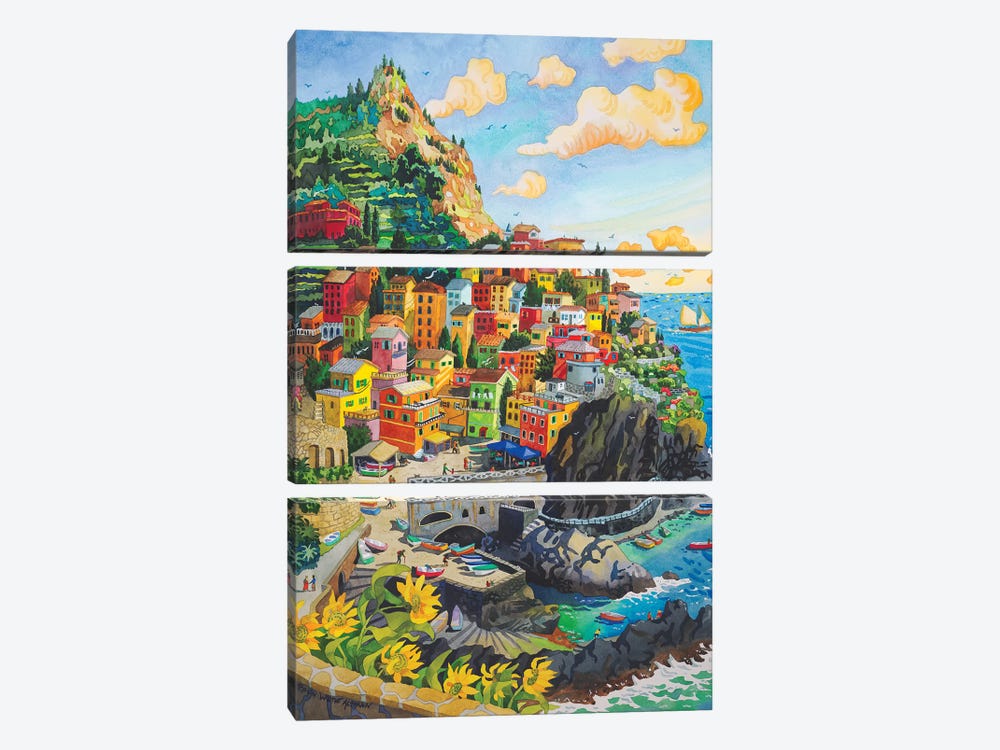 Manerola, Cinque Terre by Robin Wethe Altman 3-piece Canvas Print