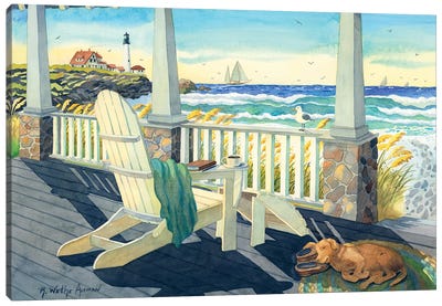Morning Coffee At The Beach House Canvas Art Print - Zen Décor