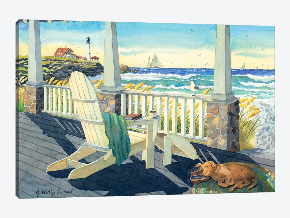 Morning Coffee At The Beach House by Robin Wethe Altman 1-piece Canvas Wall Art