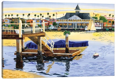 Newport Harbor Sunset Canvas Art Print - Robin Wethe Altman