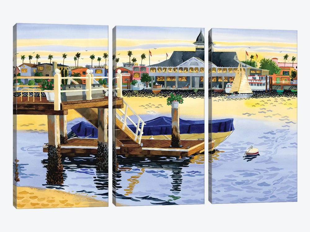 Newport Harbor Sunset by Robin Wethe Altman 3-piece Canvas Art