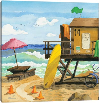 San Clemente Lifeguard Stand Canvas Art Print - Robin Wethe Altman