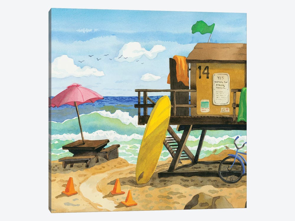 San Clemente Lifeguard Stand by Robin Wethe Altman 1-piece Canvas Art Print