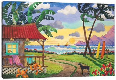 Sunset In Paradise Canvas Art Print - Tropical Décor