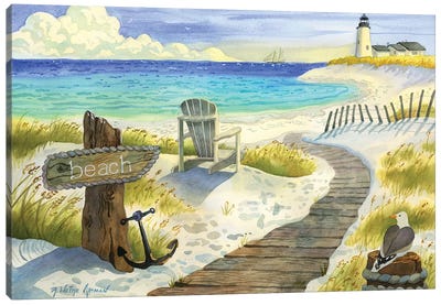 Boardwalk To The Lighthouse Canvas Art Print - Robin Wethe Altman