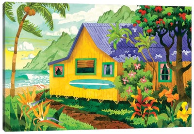 Yellow Cabana Canvas Art Print - Tropical Décor