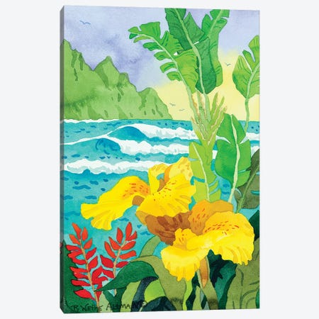 Yellow Cannae With Waves Canvas Print #WAL47} by Robin Wethe Altman Canvas Art Print