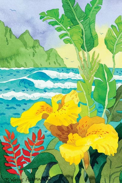 Robin Wethe Altman: Yellow Cannae With Waves by Robin Wethe Altman