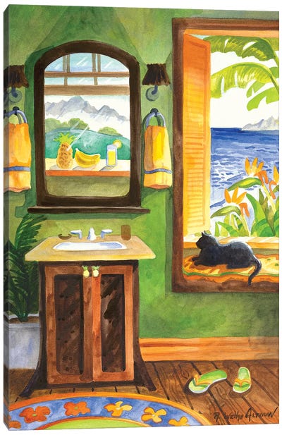 Cat In The Windowseat Canvas Art Print - Robin Wethe Altman