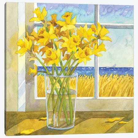 Daffodils In The Window Canvas Print #WAL8} by Robin Wethe Altman Canvas Wall Art
