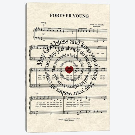 Forever Young By Bob Dylan Canvas Print #WAM10} by WordsAndMusicArt Canvas Art