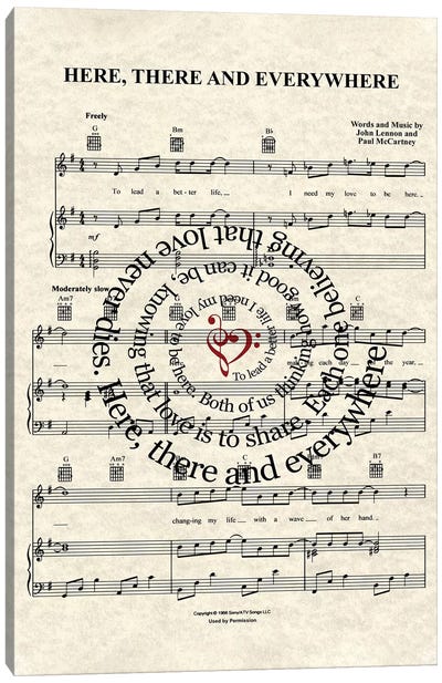 Here, There And Everywhere Canvas Art Print - Musical Notes Art