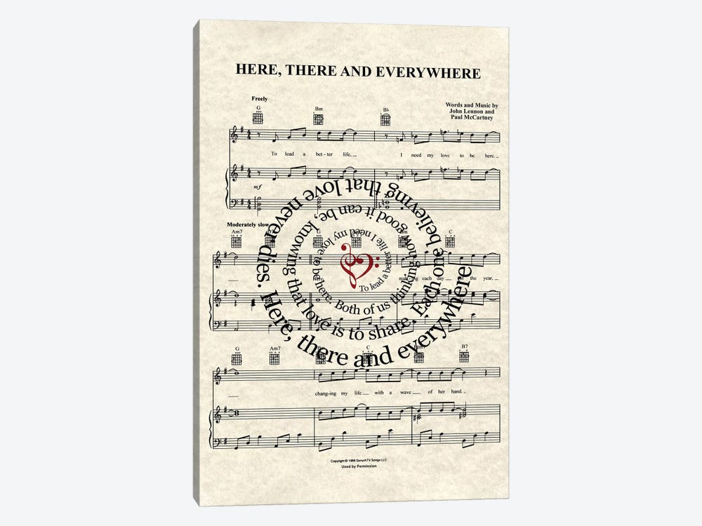 Here, There And Everywhere by WordsandMusicArt 1-piece Canvas Art