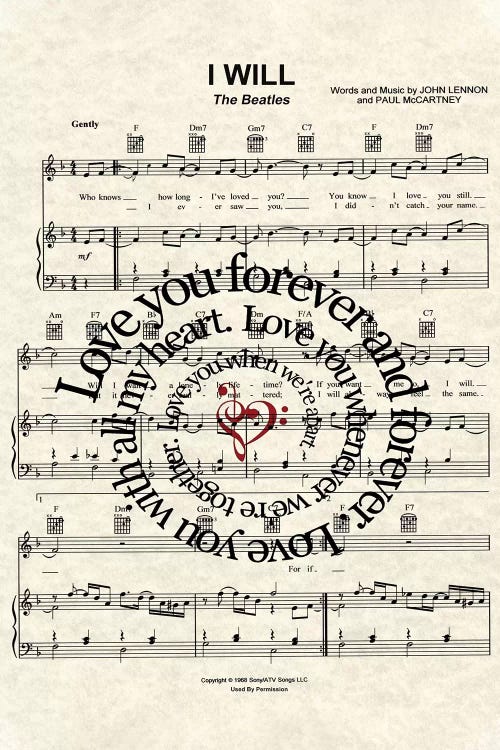 I Will by WordsAndMusicArt wall art