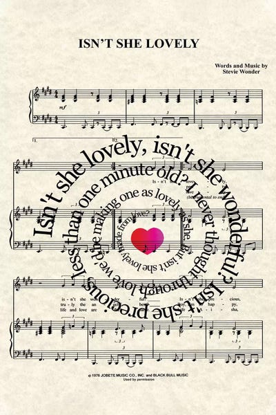 Music Notes: Isn't She Lovely by WordsAndMusicArt