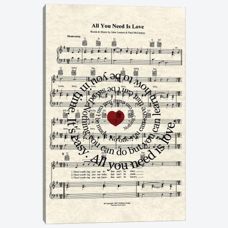 All You Need Is Love Canvas Print #WAM1} by WordsAndMusicArt Canvas Print