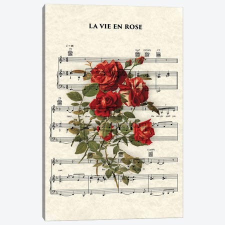La Vie En Rose Canvas Print #WAM21} by WordsandMusicArt Canvas Print