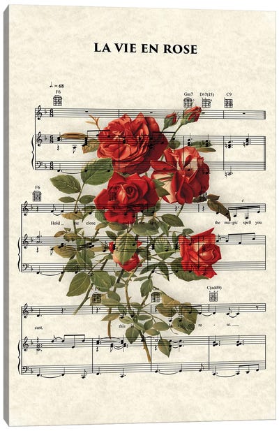 La Vie En Rose Canvas Art Print - WordsandMusicArt