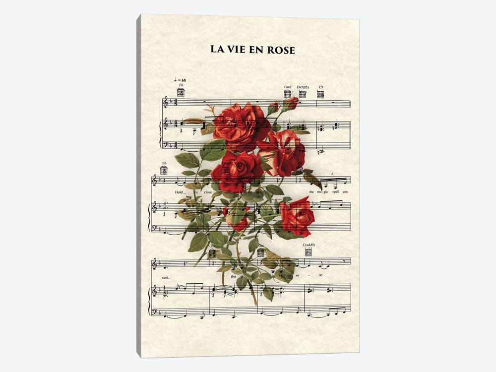 La Vie En Rose by WordsandMusicArt 1-piece Canvas Wall Art