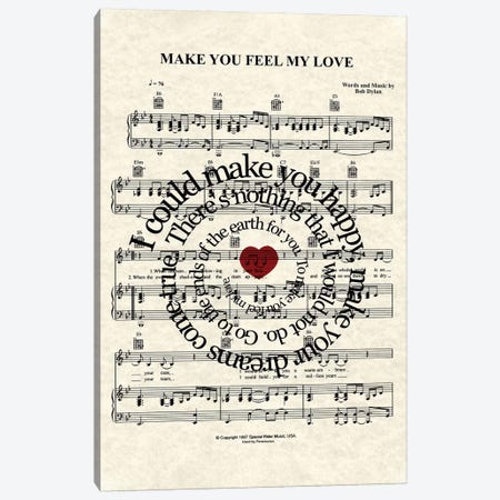 Make You Feel My Love Canvas Print #WAM24} by WordsAndMusicArt Canvas Art