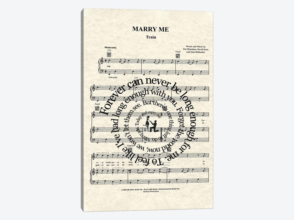 Marry Me by WordsandMusicArt 1-piece Canvas Artwork