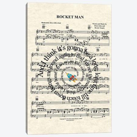Rocket Man Canvas Print #WAM30} by WordsAndMusicArt Canvas Artwork