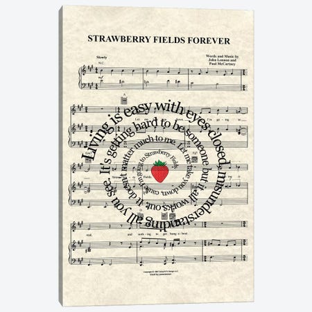 Strawberry Fields Forever Canvas Print #WAM34} by WordsAndMusicArt Canvas Print