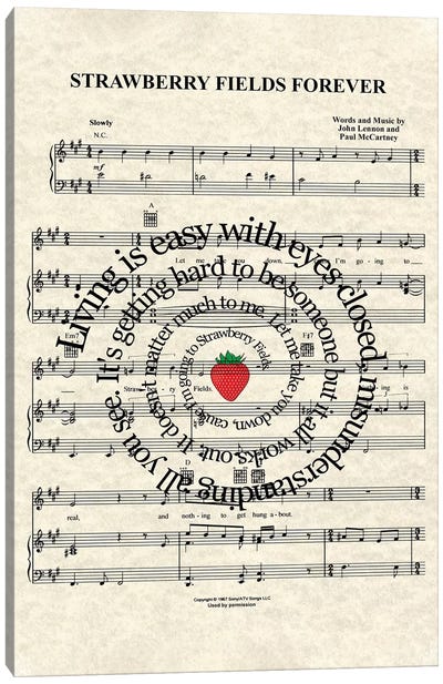 Strawberry Fields Forever Canvas Art Print - WordsandMusicArt