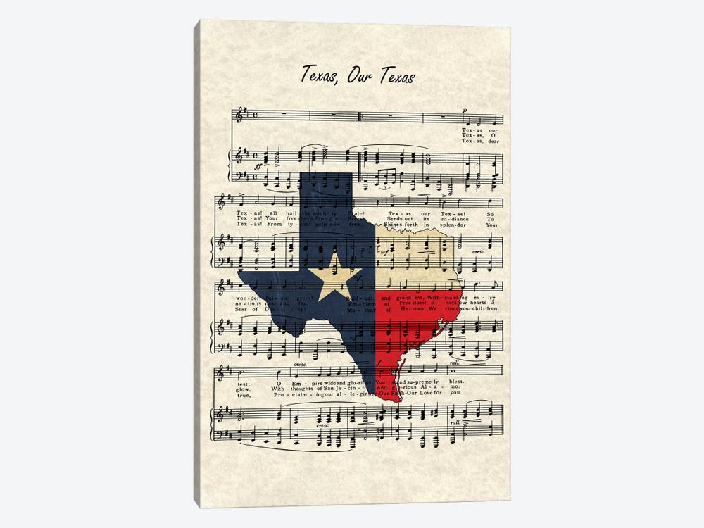 Texas, Our Texas by WordsandMusicArt 1-piece Art Print