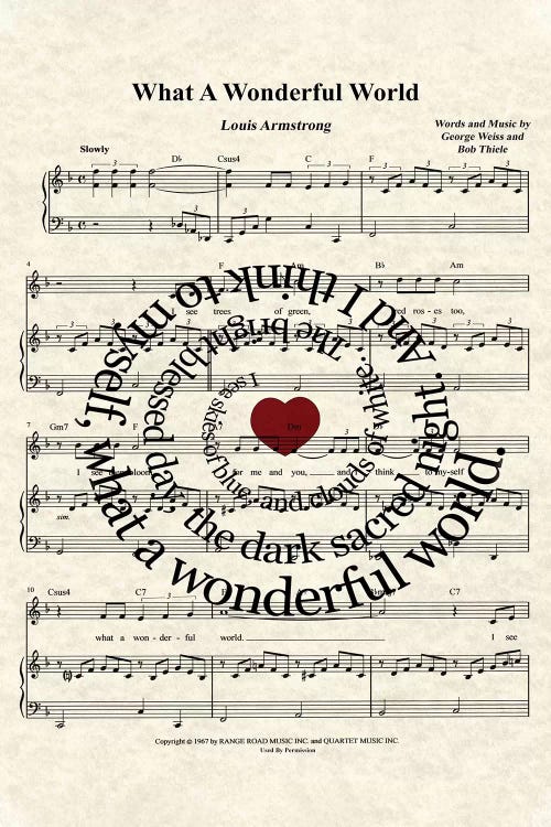 What A Wonderful World I by WordsAndMusicArt wall art