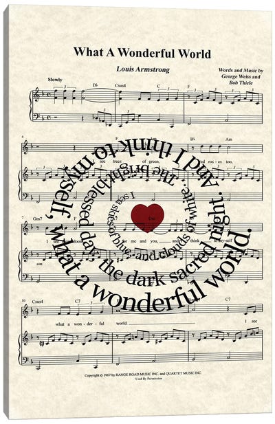 What A Wonderful World I Canvas Art Print - Musical Notes Art