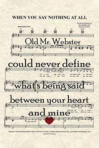 Music Notes: When You Say Nothing At All II by WordsAndMusicArt