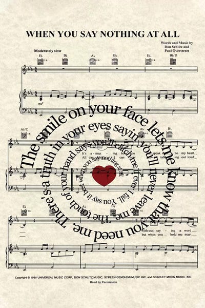 Music Notes: When You Say Nothing At All I  by WordsAndMusicArt