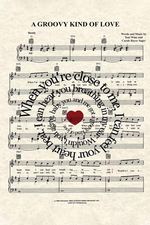 A Groovy Kind Of Love by WordsAndMusicArt wall art