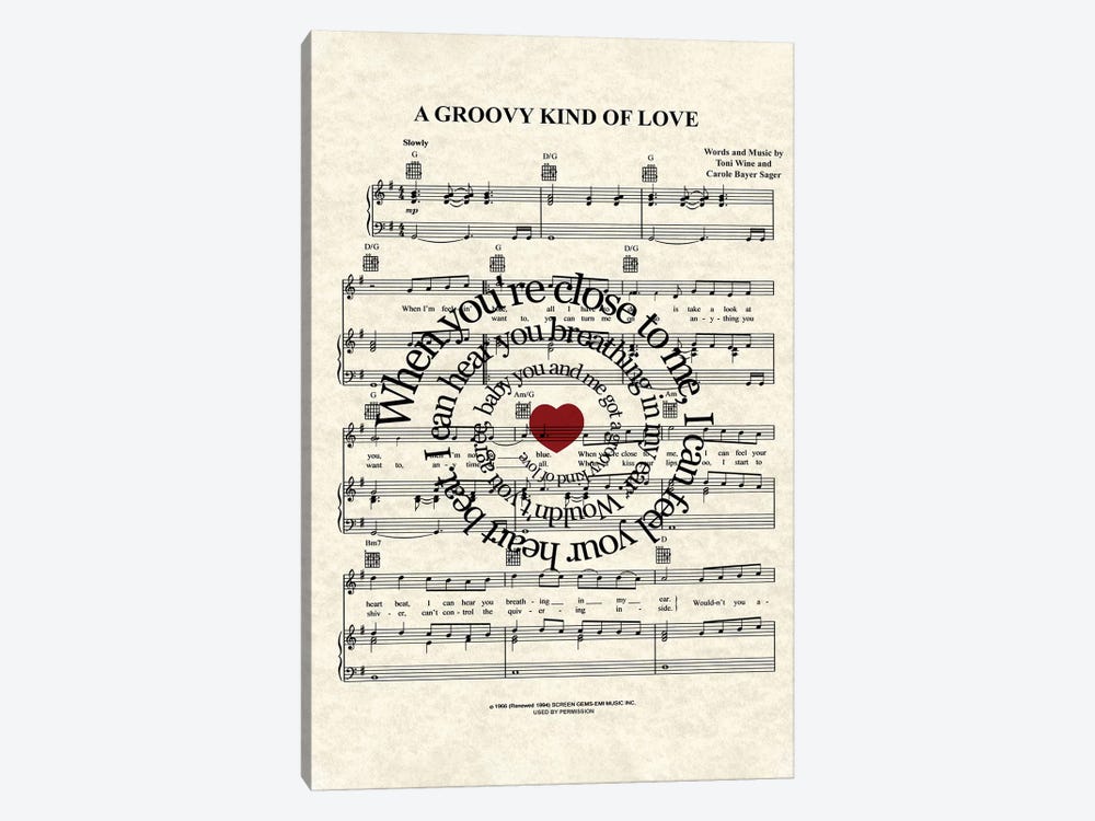 A Groovy Kind Of Love by WordsandMusicArt 1-piece Canvas Print