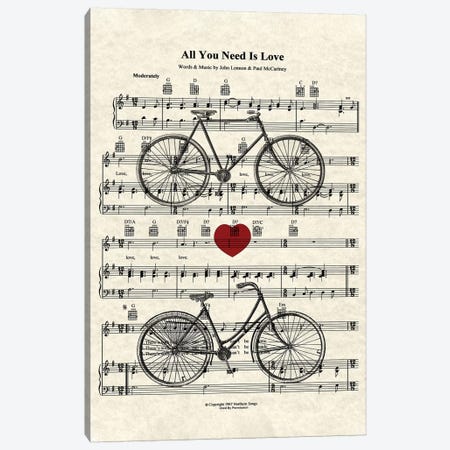 All You Need Is Love - His And Her Bicycles Canvas Print #WAM50} by WordsAndMusicArt Canvas Artwork