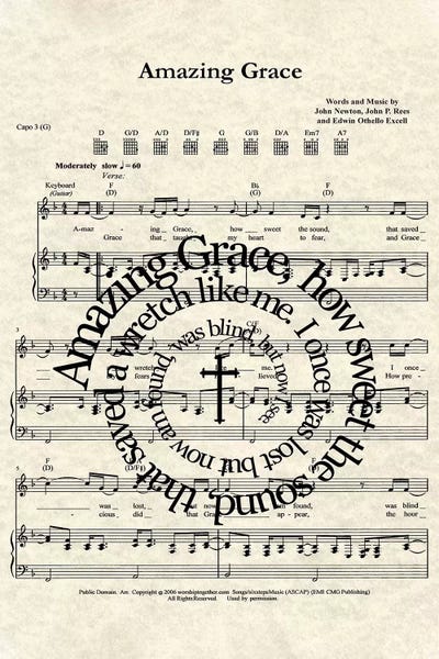 Amazing Grace by WordsAndMusicArt art print