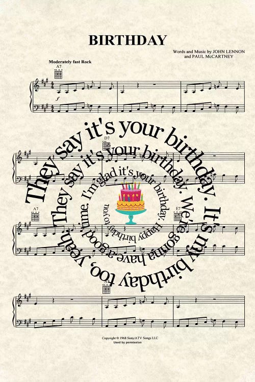 Birthday by WordsAndMusicArt wall art