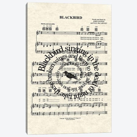 Blackbird - Version Two Canvas Print #WAM56} by WordsAndMusicArt Canvas Print