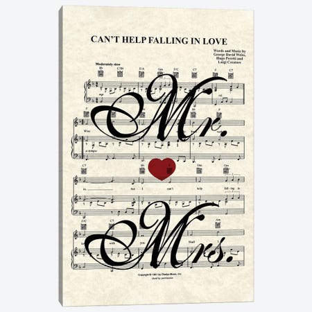 Can't Help Falling In Love - Mr And Mrs Canvas Print #WAM57} by WordsandMusicArt Canvas Print