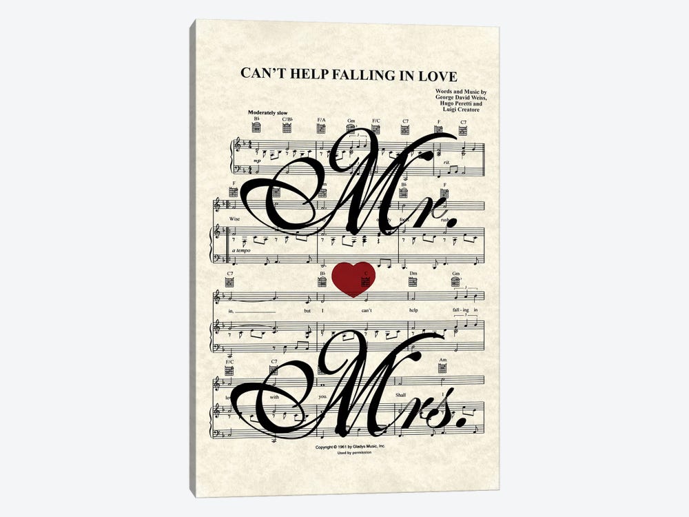 Can't Help Falling In Love - Mr And Mrs by WordsandMusicArt 1-piece Art Print