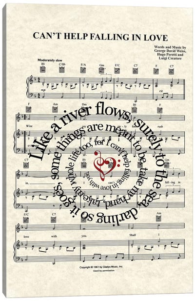 Can't Help Falling In Love Canvas Art Print - Song Lyrics