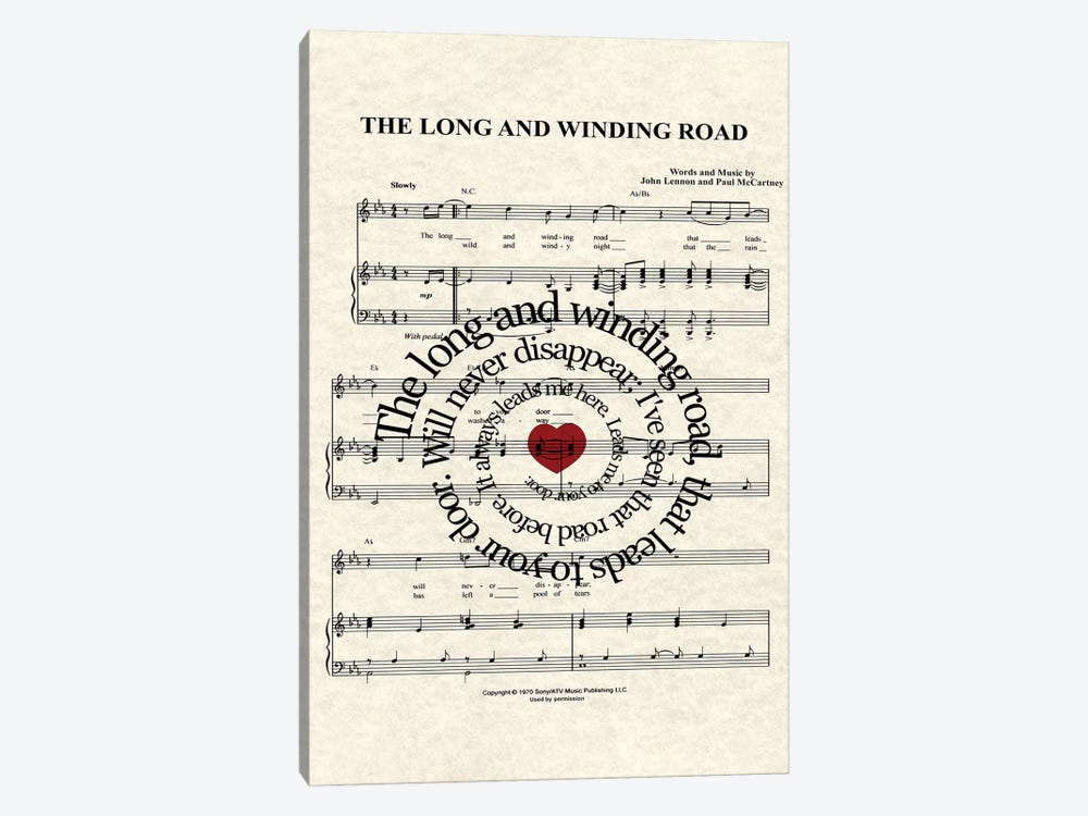 The Long And Winding Road by WordsandMusicArt 1-piece Canvas Print