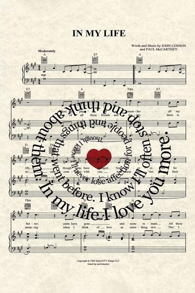 Bands: In My Life - Red Heart by WordsAndMusicArt