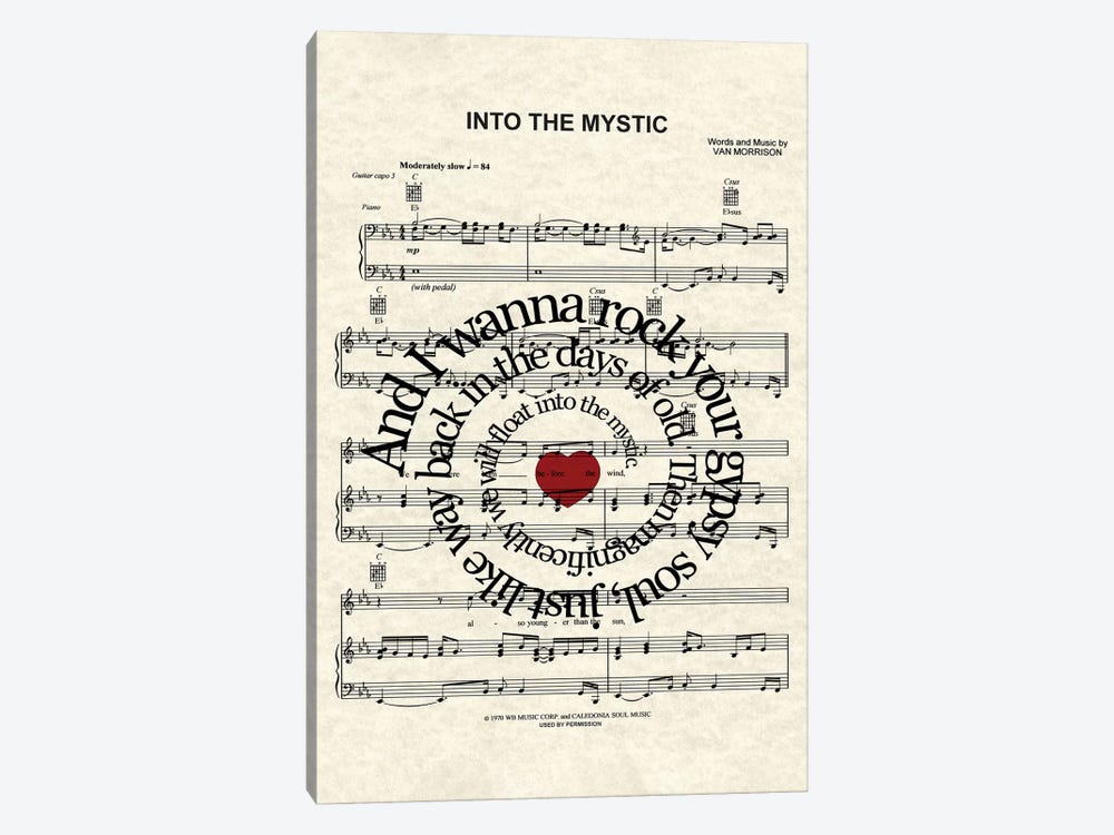 Into The Mystic - Red Heart by WordsandMusicArt 1-piece Art Print