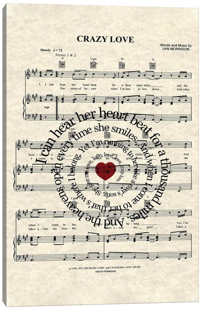 Crazy Love Canvas Art Print - Song Lyrics Art