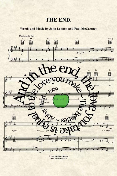 The End - Green Apple by WordsAndMusicArt wall art