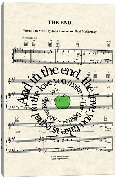 The End - Green Apple Canvas Art Print - WordsandMusicArt