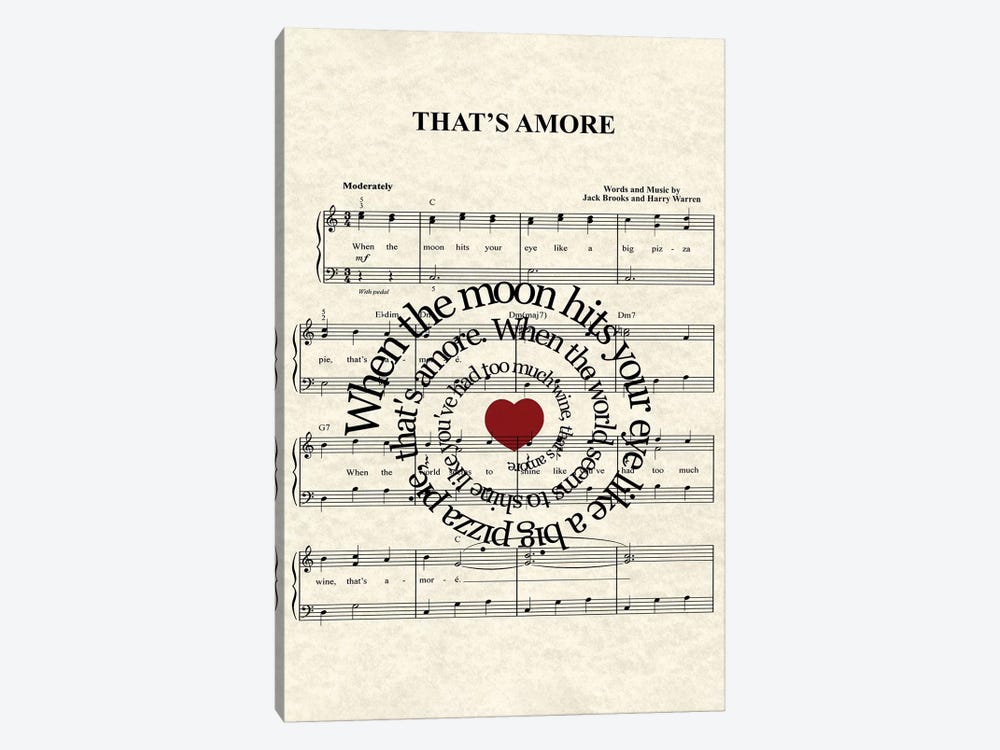That's Amore by WordsandMusicArt 1-piece Canvas Art Print